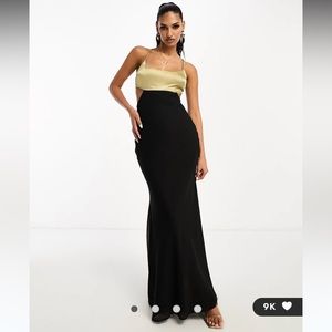 NEW ASOS gold/black chiffon maxi slip dress